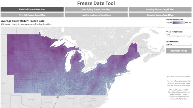 Figure 1. Screenshot of MRCC’s Freeze Date Tool main page.