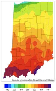 GDD's for Indiana from the last month