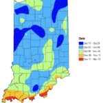 Figure 3. Average date of the first fall frost where temperature first reach or drop below 28°F.
