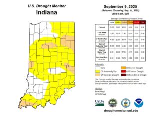 Figure 1. U.S. Drought Monitor status for conditions as of Tuesday, September 9, 2025.