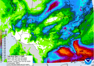 Figure 3: Day 1-7 Quantitative Precipitation Forecast Valid 8:00 AM ET October 2 – 8:00 AM ET October 9.