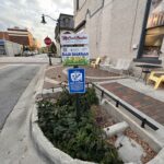 rain garden near roads and sidewalks to slow water down