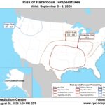 risk level for hazardous temps in the us for early september